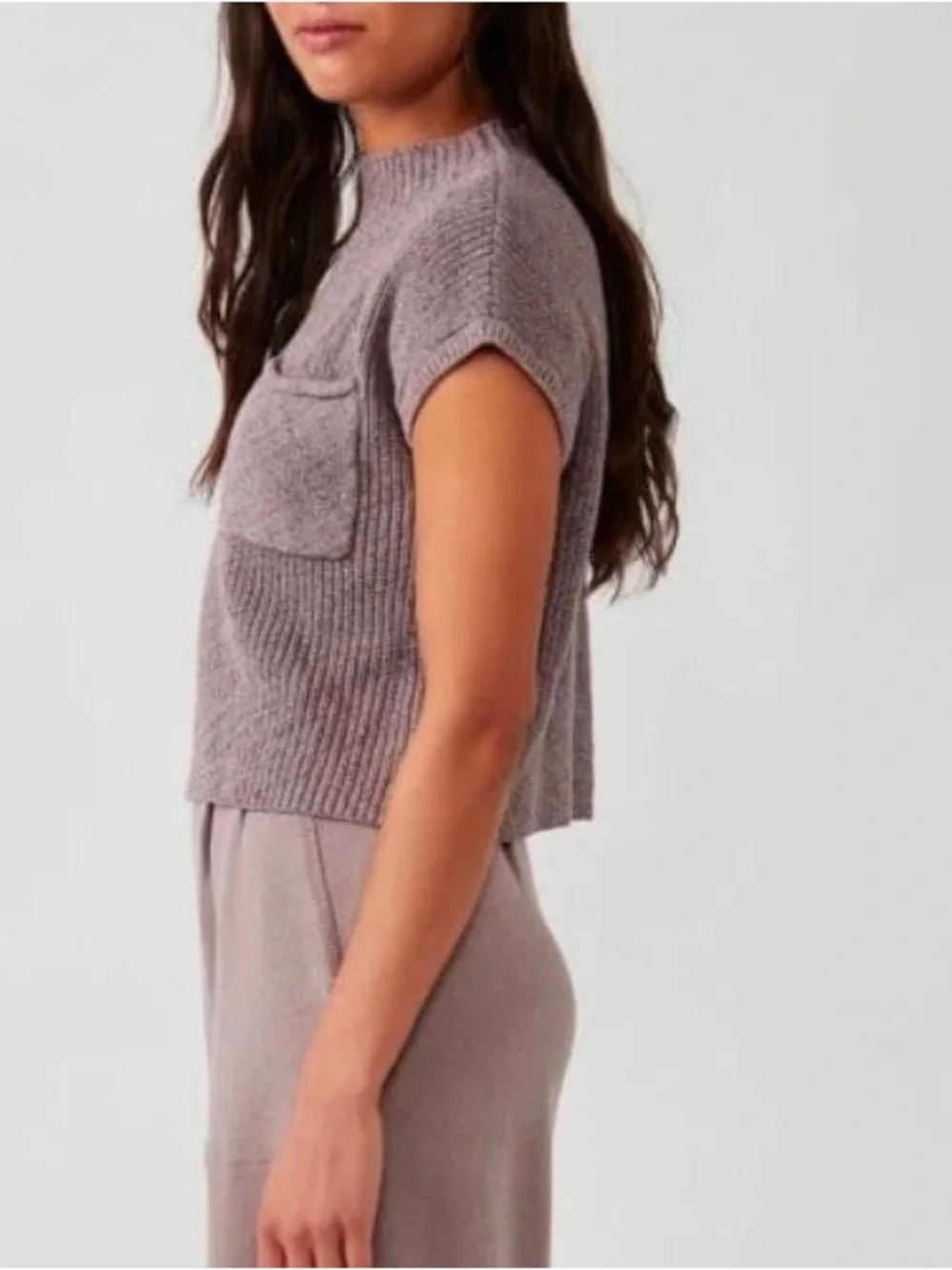 Free People Beach Freya Cropped Sweater Sleeveless, Boxy, Gray, Size Small